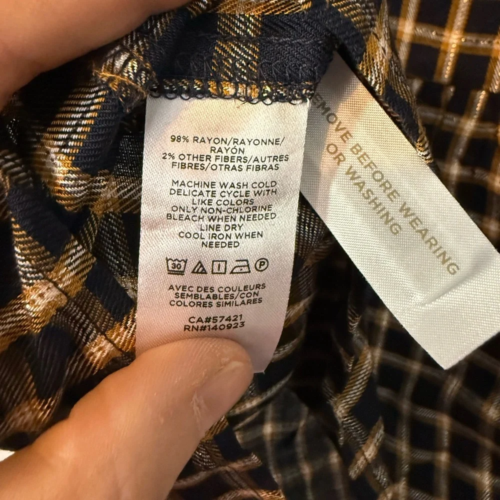 LOFT Navy and Beige Checkered Dress - Picture 6 of 8